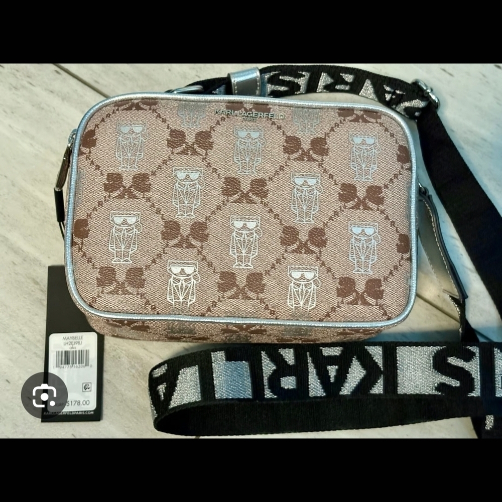 Karl Lagerfeld Brown and Silver Belt Bag